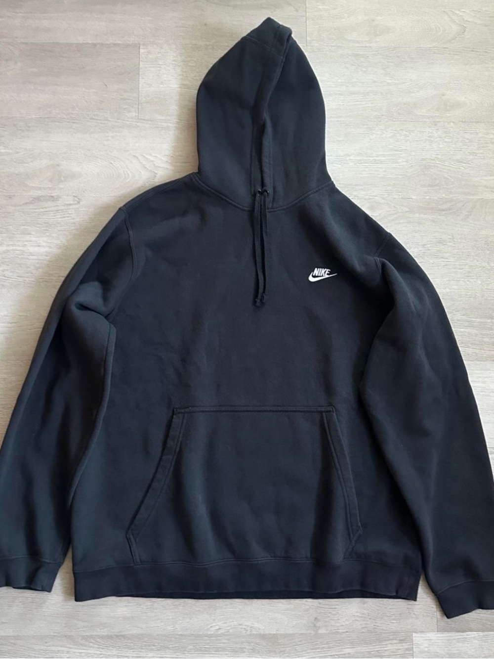 Nike Black Hooded Pullover Sweatshirt with White Swoosh